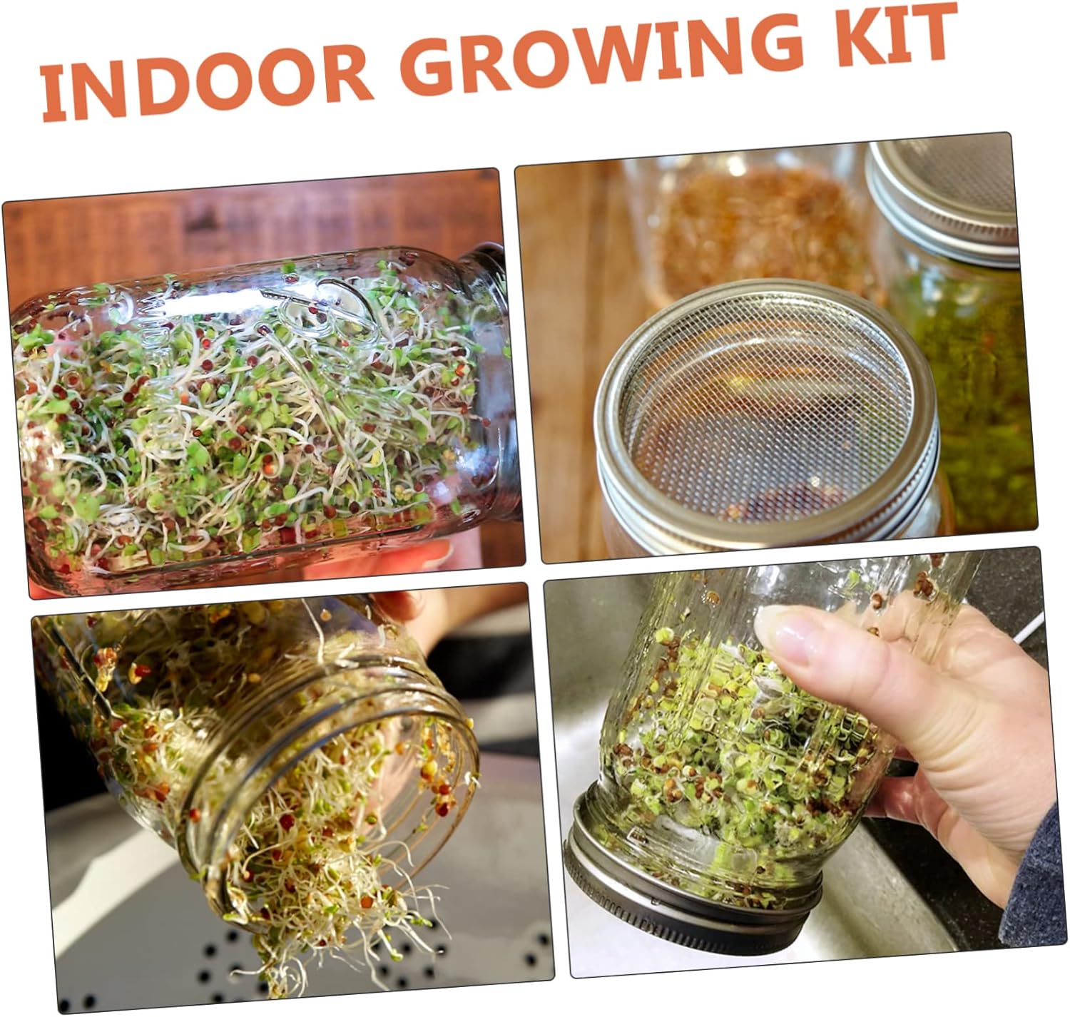 Hemoton 1 Set Sprouting Kit with Wide Mouth Jars Screen Lids Blackout Sleeves for Microgreens Sprouting Jar Set for Fresh Sprouts and