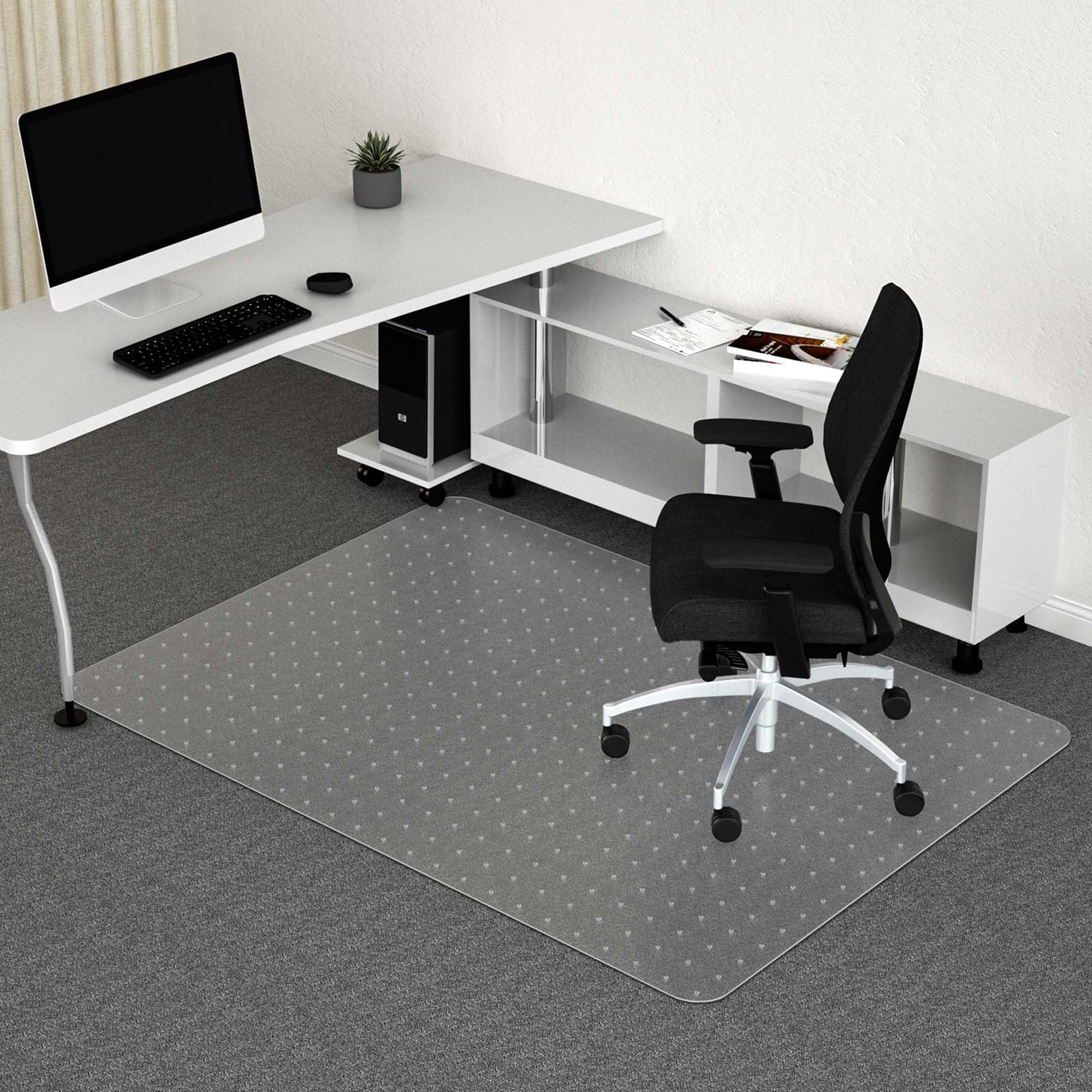 Naturei Office Chair Mat for Carpeted Floor, 35 inch x 55 inch Large Floor Protector Mat, Easy Glide Rolling Plastic Floor Mat, Desk Floor Mat for Home, Office (Rectangle)