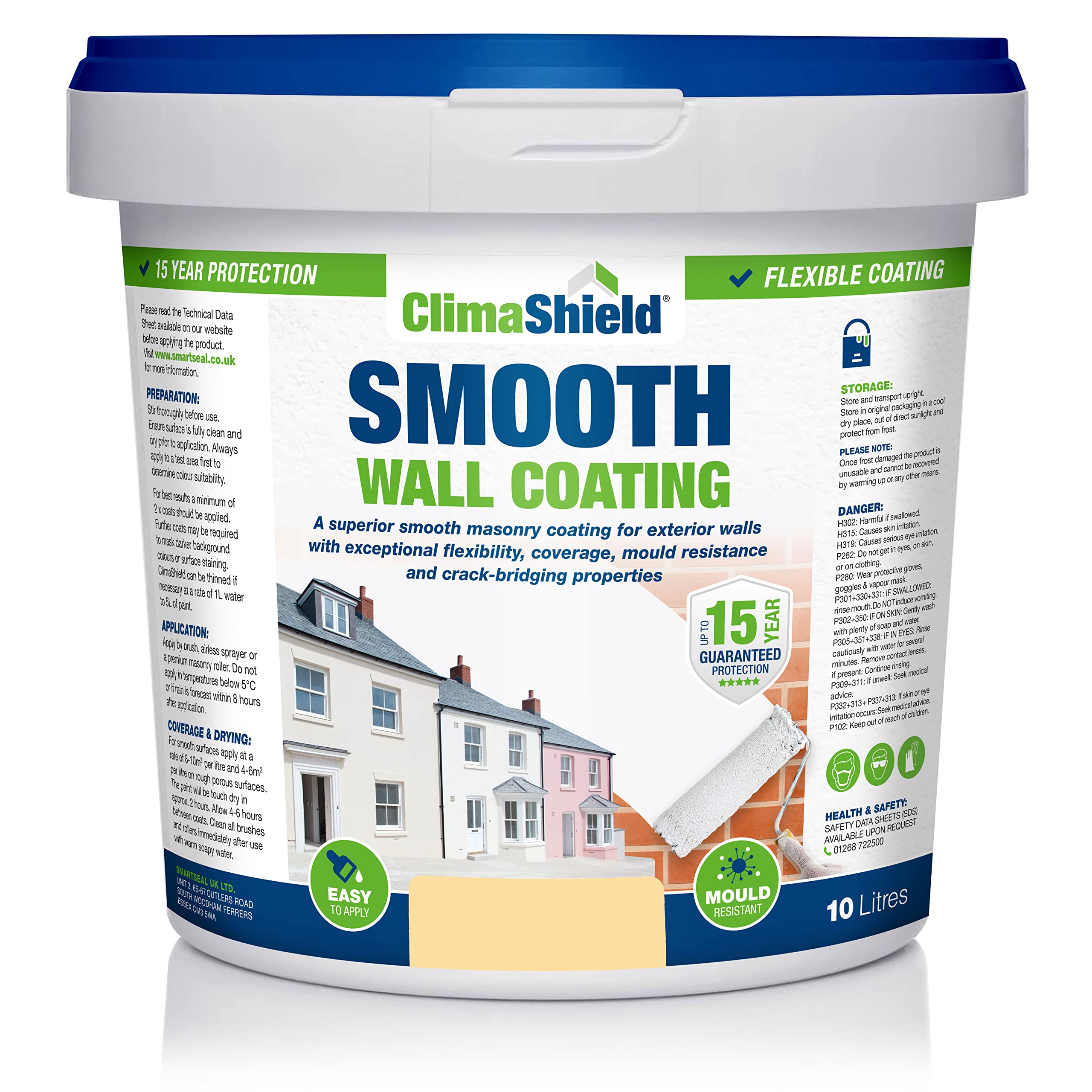 ClimaShield Wall Coating Smooth - Citrus Sky, 10L - Orange Masonry Paint & Durable Acrylic Paint for Walls to Waterproof & Protect Brick, Render, Cement & Concrete. Lasts up to 15 years