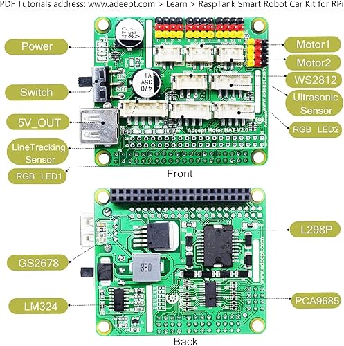 Miniatura 6 de Adeept RaspTank - Kit de robot inteligente compatible con Raspberry Pi 4 3 Modelo B+ B OpenCV Tank 4-DOF Robótica Codificación DIY Proyectos de
