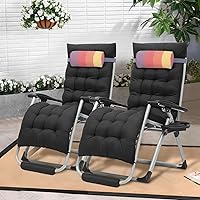 Vista 2 de Athena Collection Zero Gravity - Juego de 2 sillas de salón para exteriores con cojín, 29 pulgadas de ancho, sillas reclinables con soporte