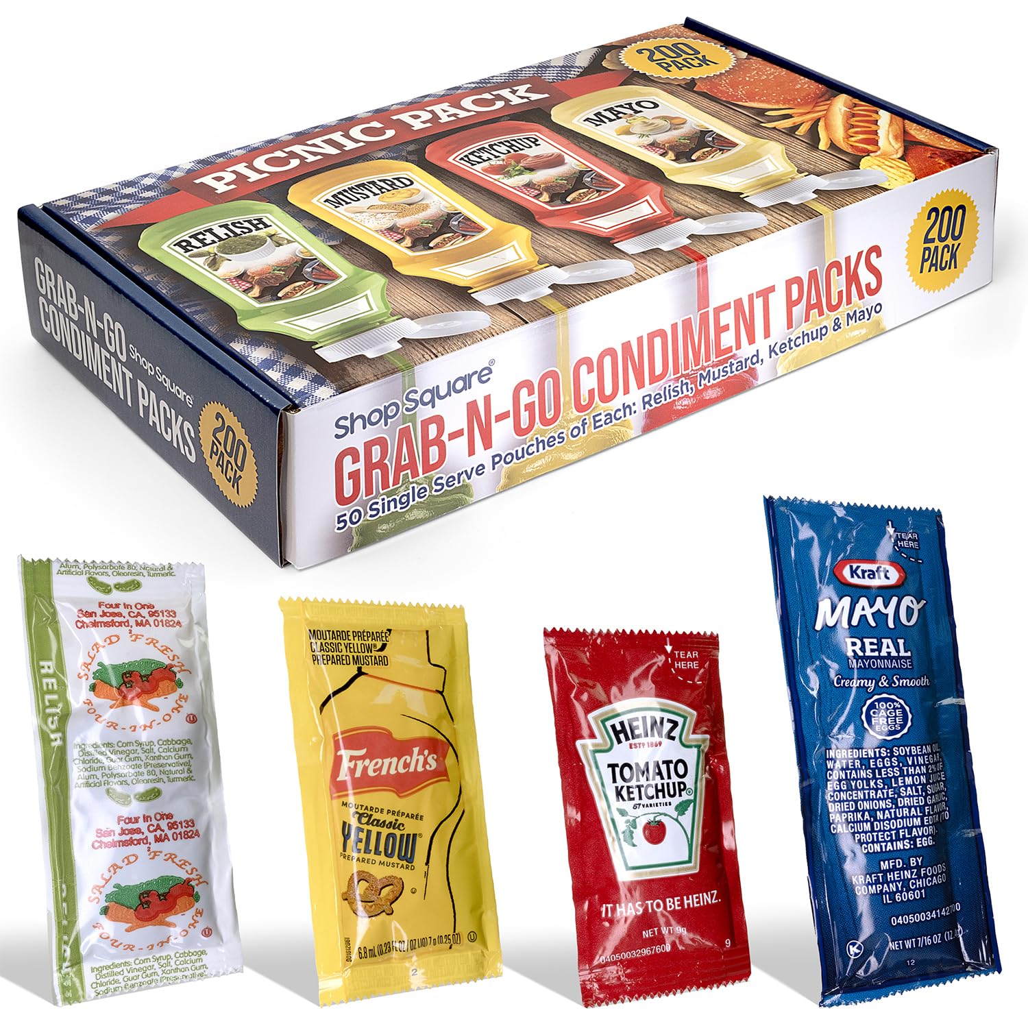 Buy GrabnGo Condiment Packs 50 Single Serve Pouches of Each
