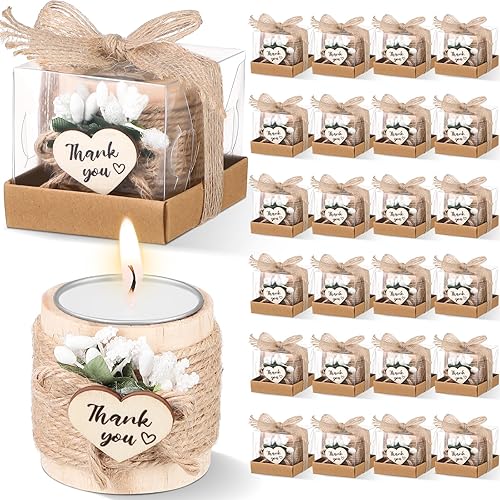 Retisee Velas de boda para invitados, despedida de soltera, candelita conmemorativa de madera, regalos de agradecimiento, velas hechas a mano para