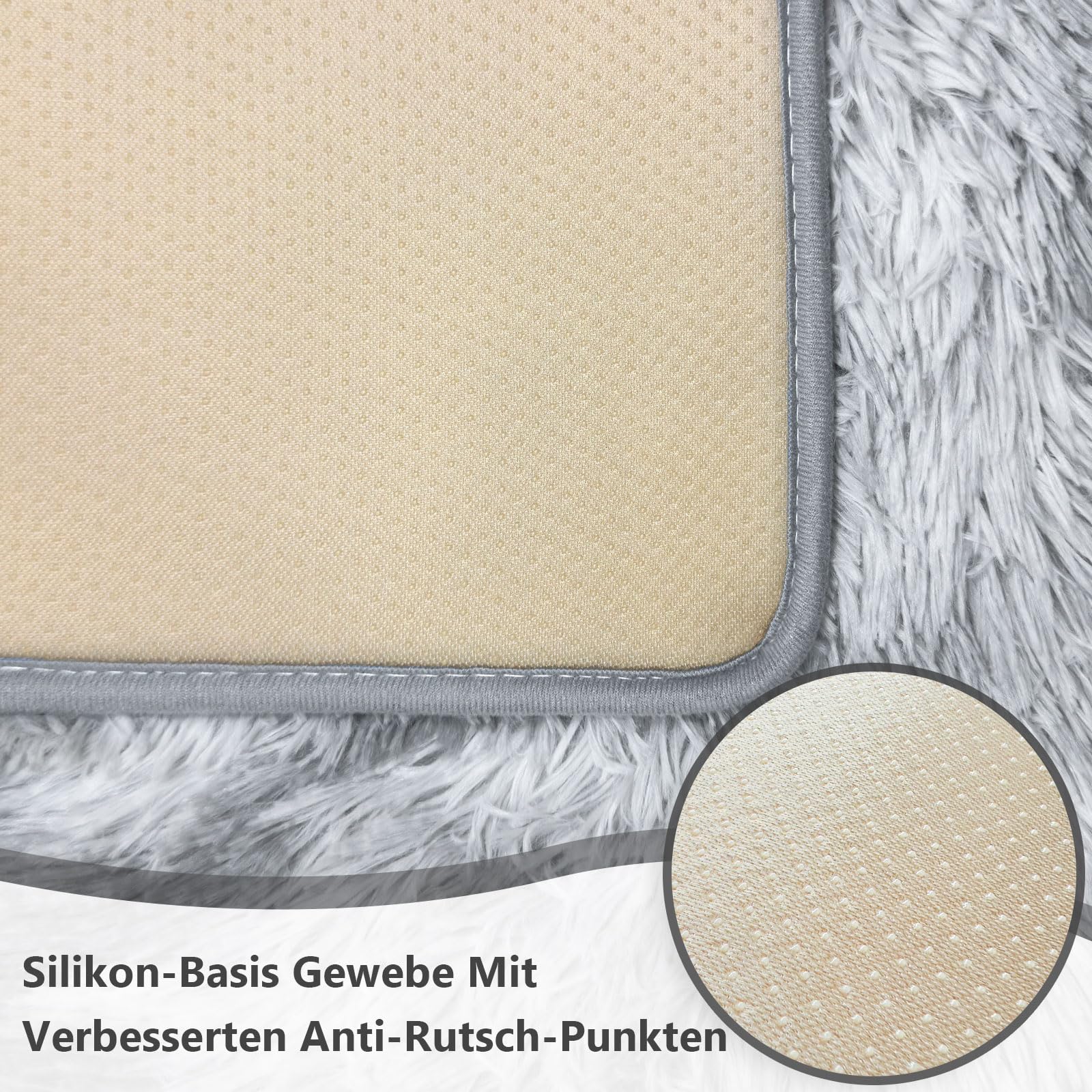 Alfombra De Pelo Largo Para Salón O Dormitorio - 120x160 Cm, Antideslizante, Lavable, Suave, Color Gris Plateado