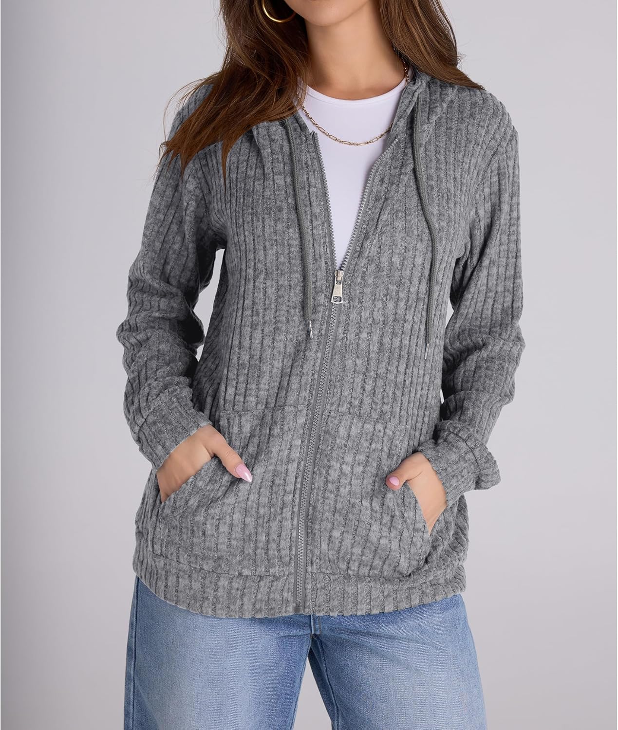 Zip Up Hoodie Women Oversized Sweatshirt Long Sleeve 2026 Fall Outfit Lightweight Jackets Workout Clothes - Image 2