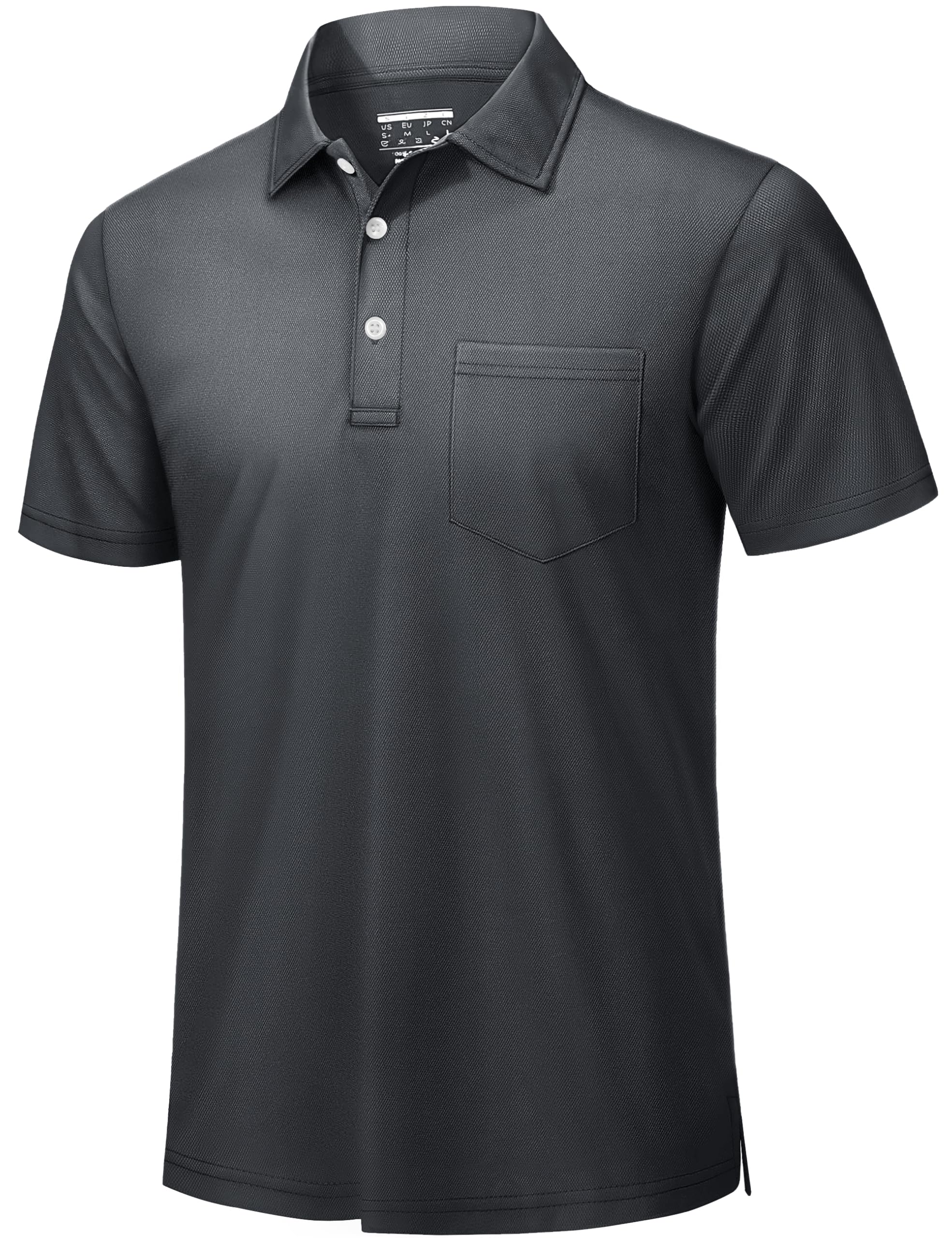 TACVASEN Mens Polo Shirts with Pocket Mens Golf Shirt Short Sleeve Performance Dry Fit Golf Work Athletic Polos