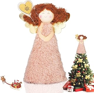 Angel Christmas Tree Decorations Topper,Angel Christmas Tree Topper Decorations,Xmas Fairy Ornaments for Tree(Pink)
