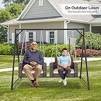 Vista 7 de Outvita Columpio para porche, columpios de porche al aire libre colgantes de 2 pies para adultos, columpio cuadrado de mimbre para 1 persona