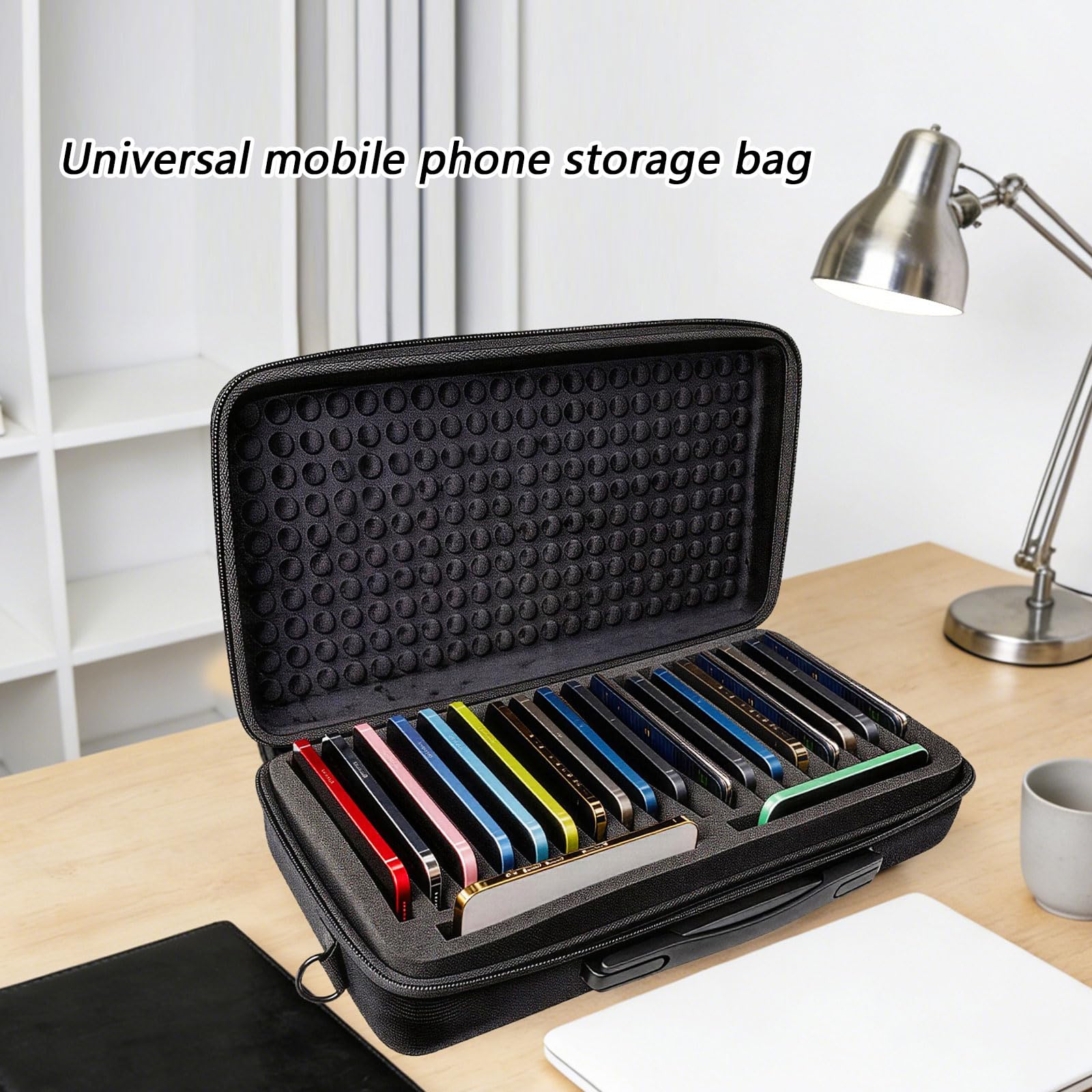 Eva - Funda organizadora para teléfono móvil con 20 compartimentos individuales, perfecta para creadores de contenido de redes sociales y almacenamiento de dispositivos, impermeable