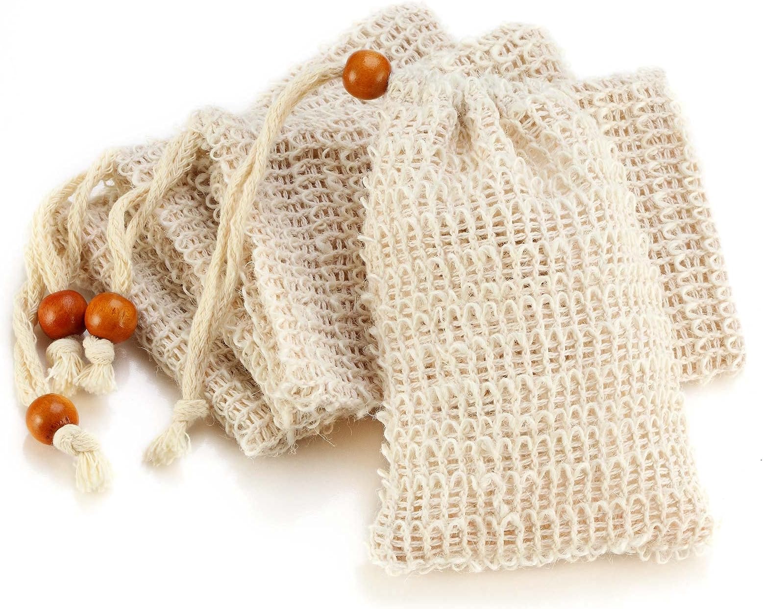 Soap saver pouch,Natural Sisal exfoliating Soap mesh Bag Loofah Holder Pouch for Shower (4 Pack)