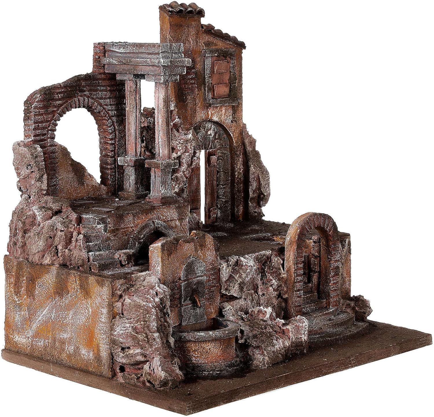 Holyart Lighted Nativity Village with Small Fountain 45x45x35 for 10 cm Statues