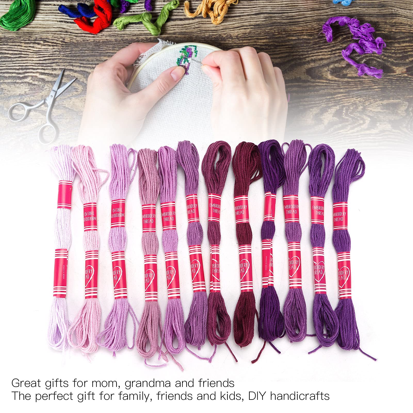 Fil à Broder Dégradé Brillant En Polyester - Lot De 12 Fils, Couleurs Vives, Parfait Pour Bracelets Et Projets Créatifs