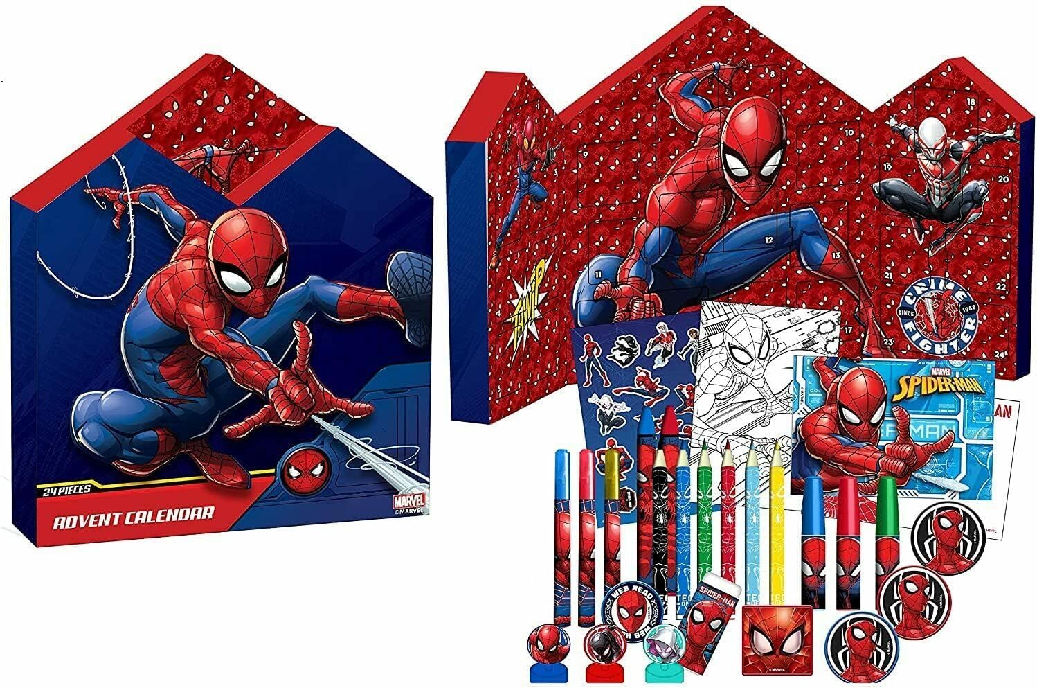 Marvel Amazing Spiderman Kids Christmas Advent Calendar 2023 Childrens XMAS Calendar Filled With Colouring Sheets, Stationary 2023