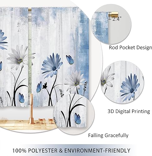 Miniatura 4 de Cortinas de cocina de hojas verdes de eucalipto, plantas botánicas, pequeñas, cortas, para cafetería, cortinas de ventana de baño, cortinas de