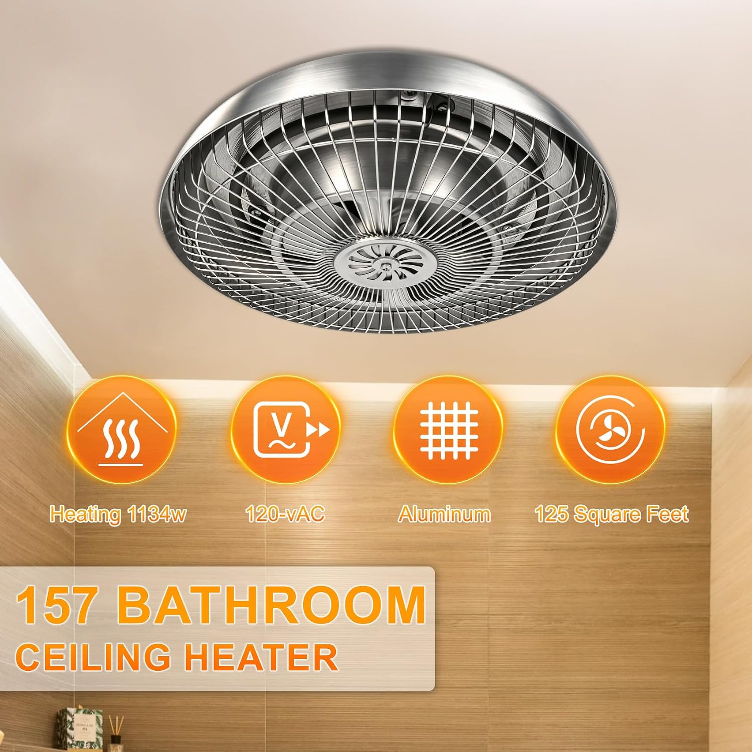 NEW Bathroom Ceiling Heater,Replace for Broan-NuTone 157 Bathroom Ceiling Heater,157 Low-Profile Fan Forced Ceiling Heater,1250W Heating Power,Overheat Protection,Easy Installation,Quiet Operation