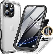 Cozycase トップクラス 2025モデル 大幅機能アップ【新機能】 iPhone 16 Pro 用 防水ケース - 完全防水 マット質感 IP68 防塵 3M 耐衝撃 米軍MIL規格 ストラップ付き 360度 両面 全面 海 お風呂 水中撮影 iPhone16 Pro 用 ケース - 頑丈 耐久性 ワイヤレス充電 アイホン16 Pro スマホカバー「3眼レフ-6.3インチ-黒·マット質感」