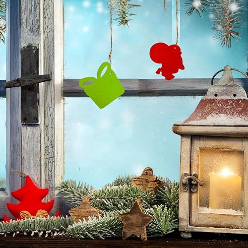 Miniatura 8 de Jtnohx Formas de fieltro, kit de manualidades de 2.8 pulgadas con copos de nieve de fieltro, mini árbol de Navidad, muñeco de nieve, hombre de