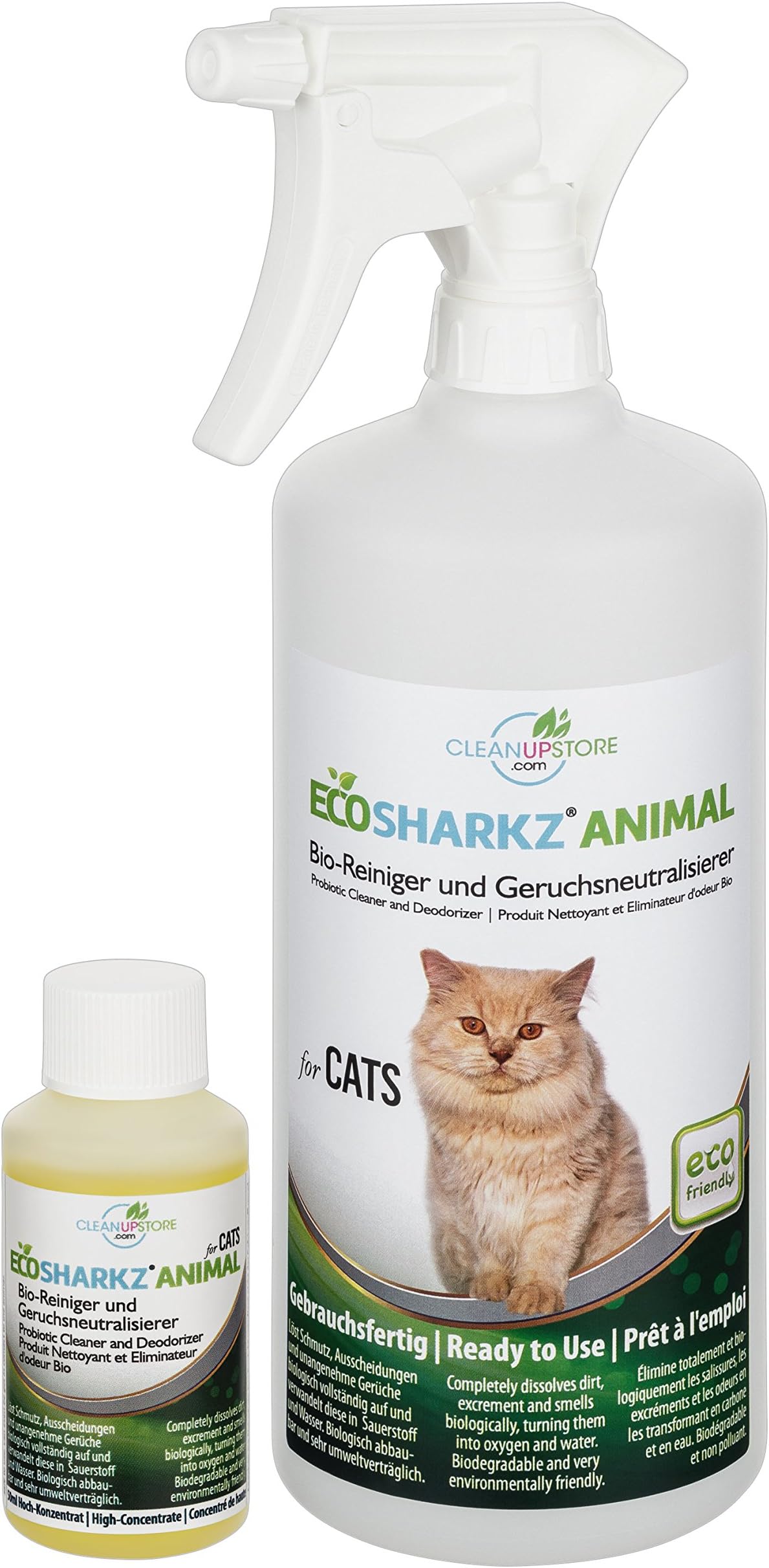 Odour neutralizer spray for cats, natural cat urine odour remover, helps eliminate litter box odour (50 ml concentrate yields 1-2 litres, ready to use)
