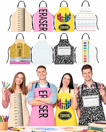 8 Pcs Halloween Crayon Aprons Adult Group Costume Teacher Stationery Outfit
