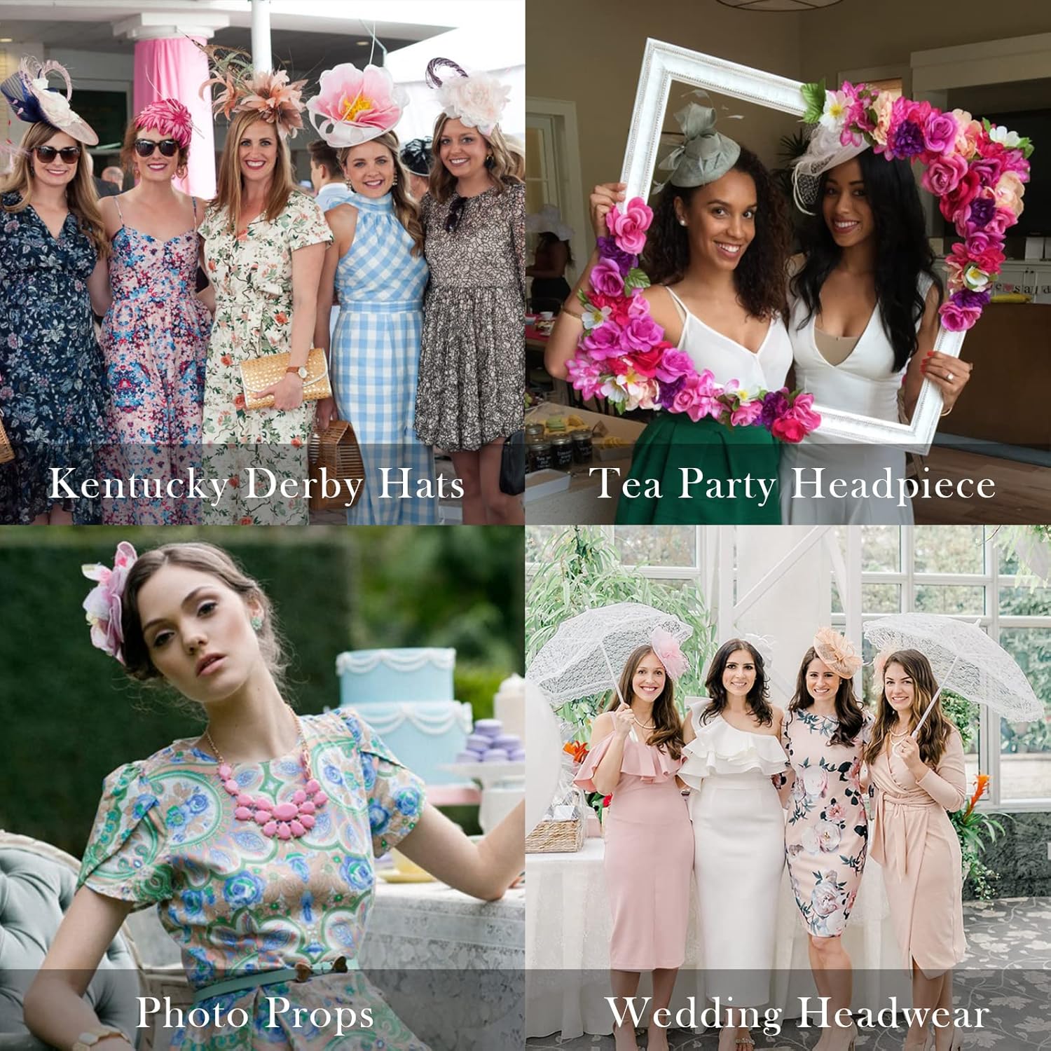 DRESHOW Fascinators Royal Banquet Ribbons Feathers Headwear Cocktail Tea Party Wedding Church Bridal Derby Hat for Women - Image 8