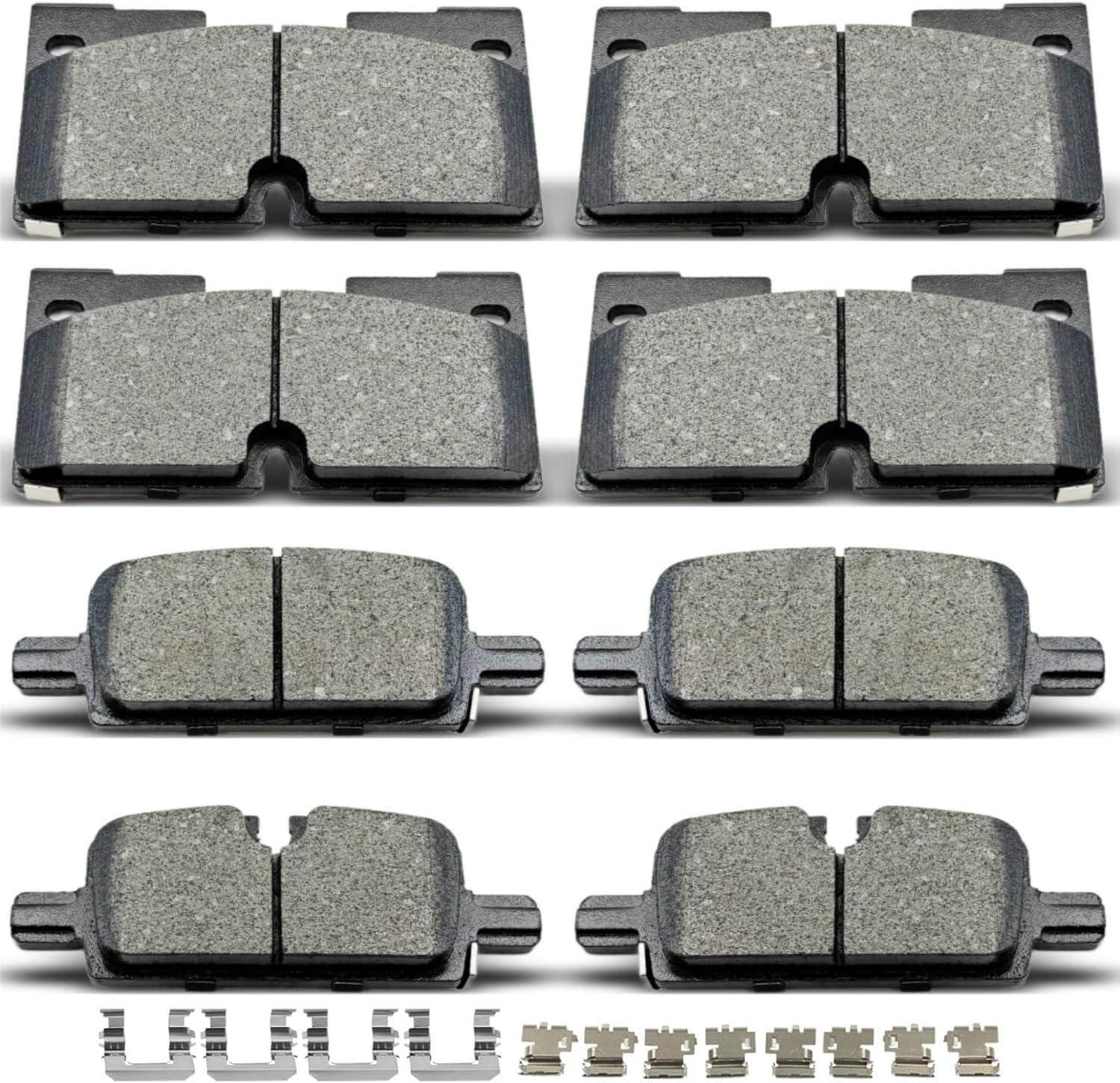 D2173 D2174 Front Rear Ceramic Brake Pads With Clips For Chevrolet Silverado 1500 2019-2022,Suburban 2021-2022,Tahoe 2021-2023,Cadillac Escalade/ESV 2021-2022,GMC Sierra 1500 2019-2022,Yukon 2021-2023