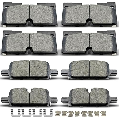 D2173 D2174 Front Rear Ceramic Brake Pads With Clips For Chevrolet Silverado 1500 2019-2022,Suburban 2021-2022,Tahoe 2021-2023,Cadillac Escalade/ESV 2021-2022,GMC Sierra 1500 2019-2022,Yukon 2021-2023