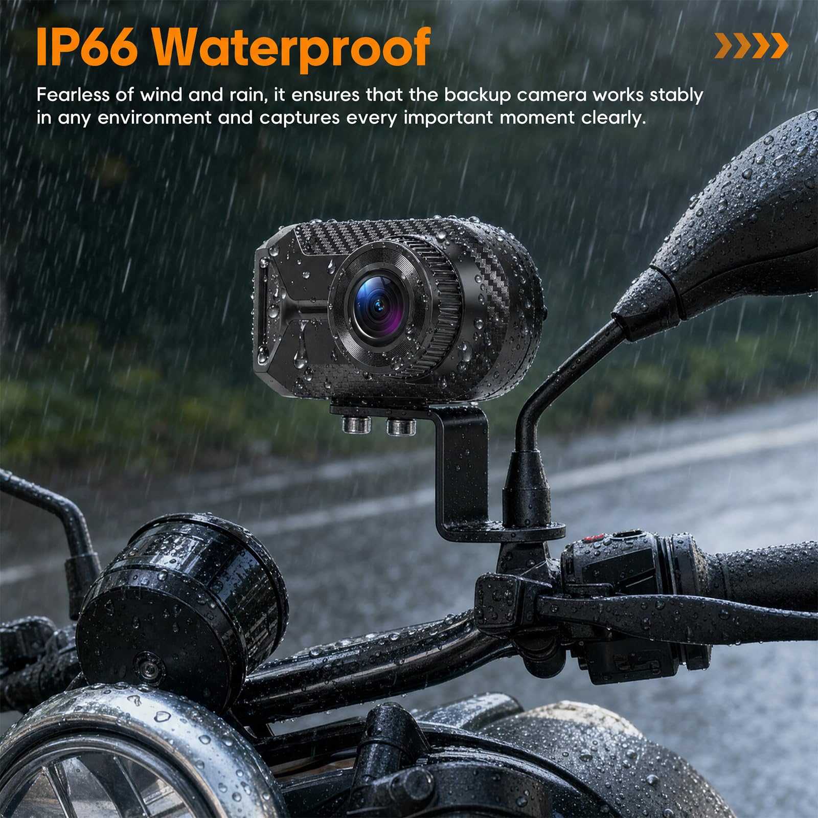 Cámara para Salpicadero de Moto Mini 1080P, Cámara Frontal Resistente al Agua (IP66) sin Pantalla, Gran Angular de 110°, App-WiFi (Alertas con pitido -Encontrar el Coche), Grabación en Bucle