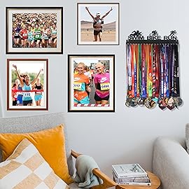 Goutoports Medal Holder Display-Ironman Triathlon Athletic Competition Medal Rack Display Wall Mounted-Over 60 Medals Easy to Install-HOL33