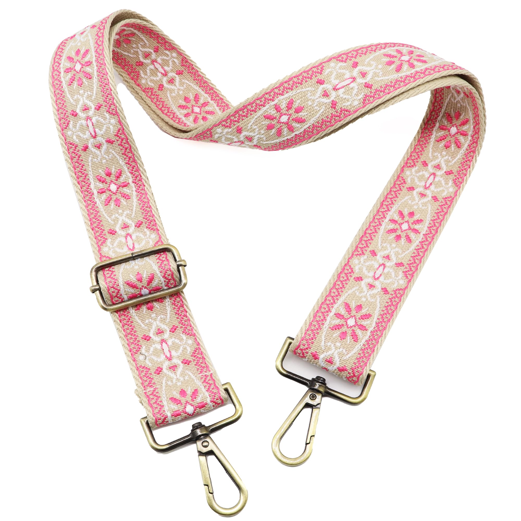 LEMEDE Purse Strap Adjustable Replacement Crossbody Bag Strap Retro Jacquard Embroidery Shoulder Straps for Canvas Bag