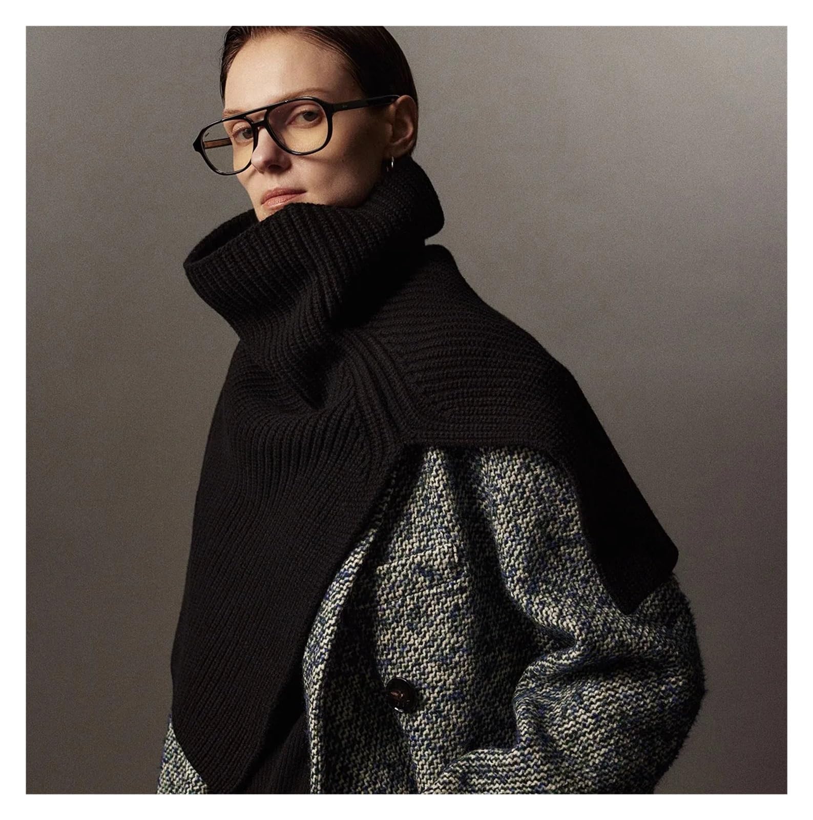 Scialle Donna Scialle alla Moda ad Anello Oversize Lavorato a Maglia di Lana Mantieni Calda la Sciarpa Invernale con Poncho for Le Donne(Grey)