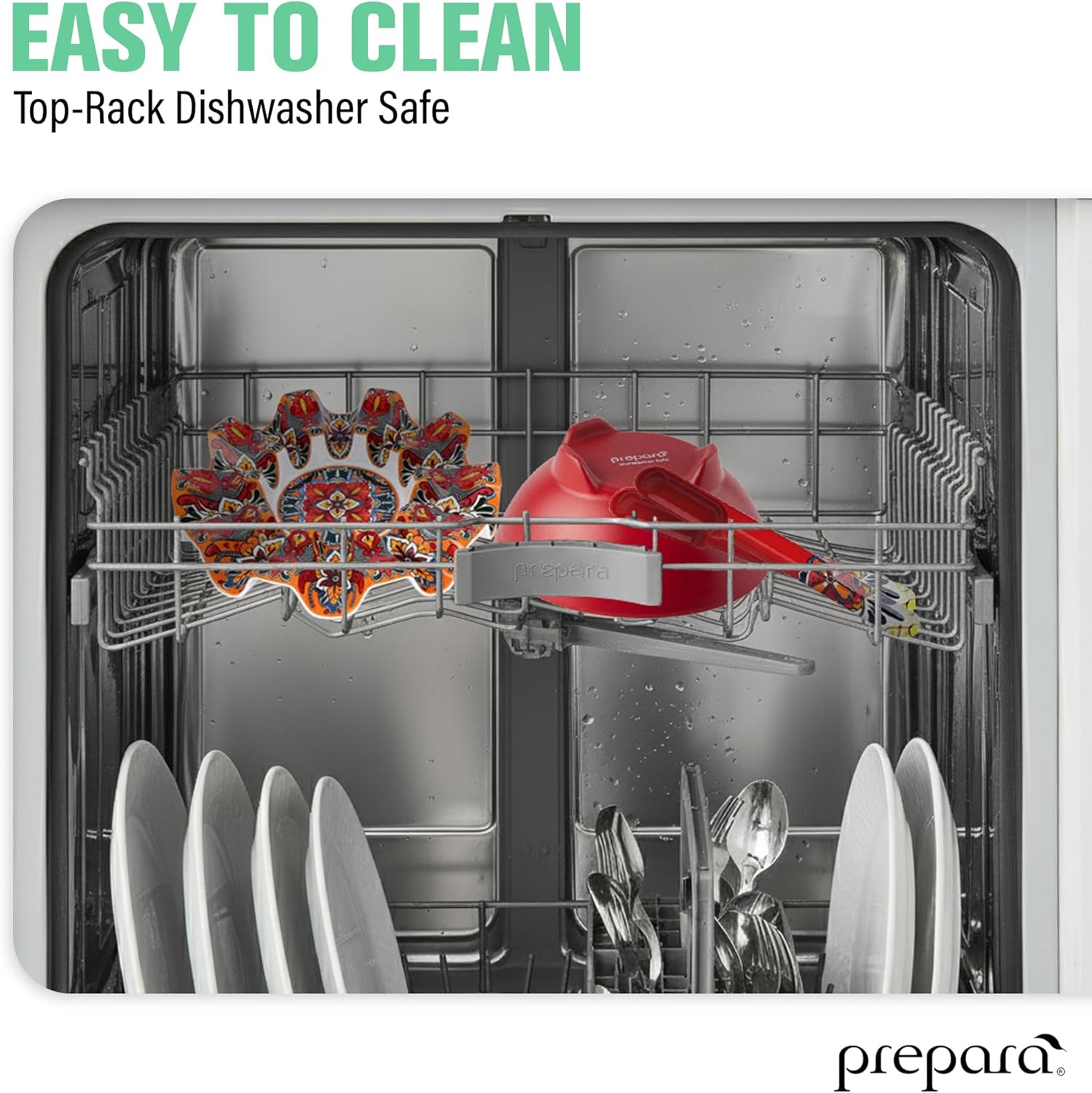 Prepara Taco Kit, Red - Taco Carousel, Spoons, Spacious Party Bowl, Durable Melamine & Dishwasher Safe, Organized Food Serving Set with Multiple Compartments for Fun Festive Nights & Gatherings