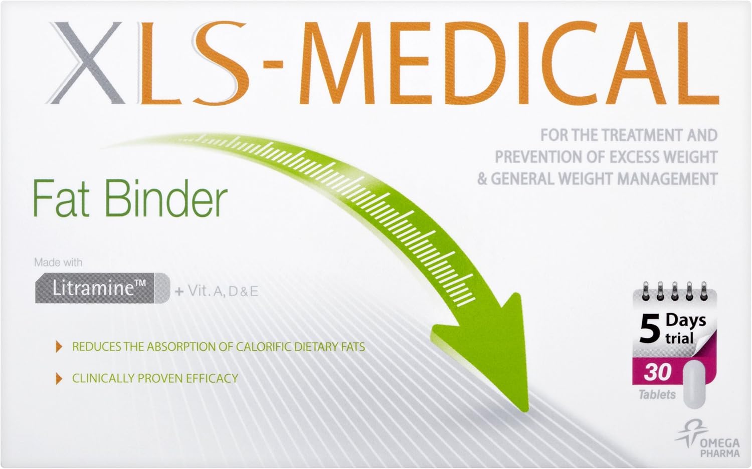 XLS Medical Fat Binder Tablets Weight Loss Aid 5Day Trial Pack, 30