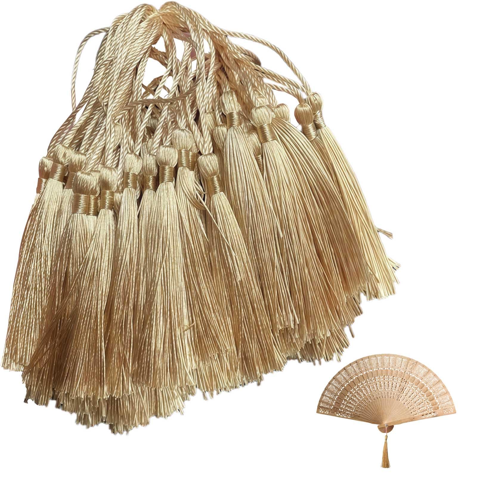 Borlas Decorativas Mini 100 Unidades Doradas, borlas de poliéster Suaves y Resistentes para Manualidades, Adornos de Regalo, bisutería y decoración DIY