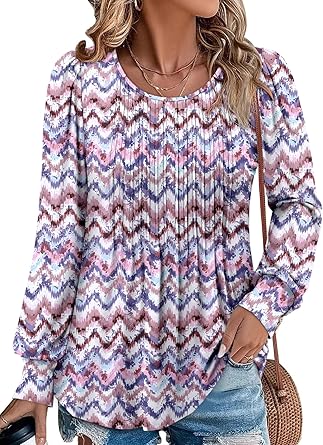 BETTE BOUTIK Long Sleeve Shirts for Women Fall Tops Dressy Blouses Crewneck Tunic Tops for Leggings S-3XL