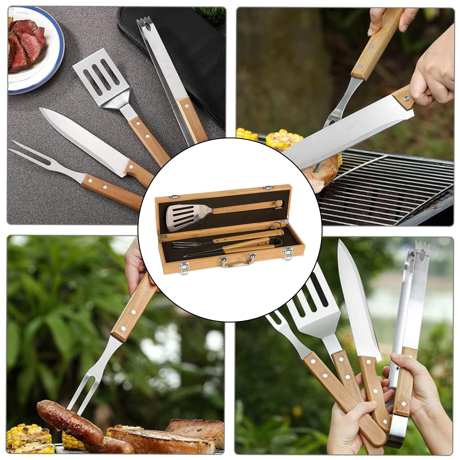 Juego De Herramientas para Barbacoa Set De Herramientas para Parrilla | Accesorios De Asado Con Maletín Utensilios Para Barbacoa Exterior Camping Reuniones Familiares Al Aire Libre