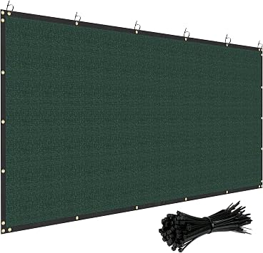 6 x 1 Fence Privacy Screen UV Blocking Mesh Fencing Covers Heavy Duty Screen Fence Windscreen with Brass Grommets for Outdoor Wall Backyard Garden Deck Patio Balcony, Green