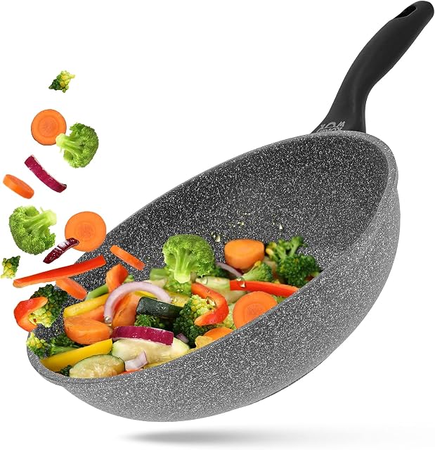 Oursson Non-Stick Pan - Frying Pan Non-Stick - Korea Wok - All Cooking Hobs: Induction, Ceramic, Halogen, Gas, Electric - 5 Years Warranty (30 cm Wok)