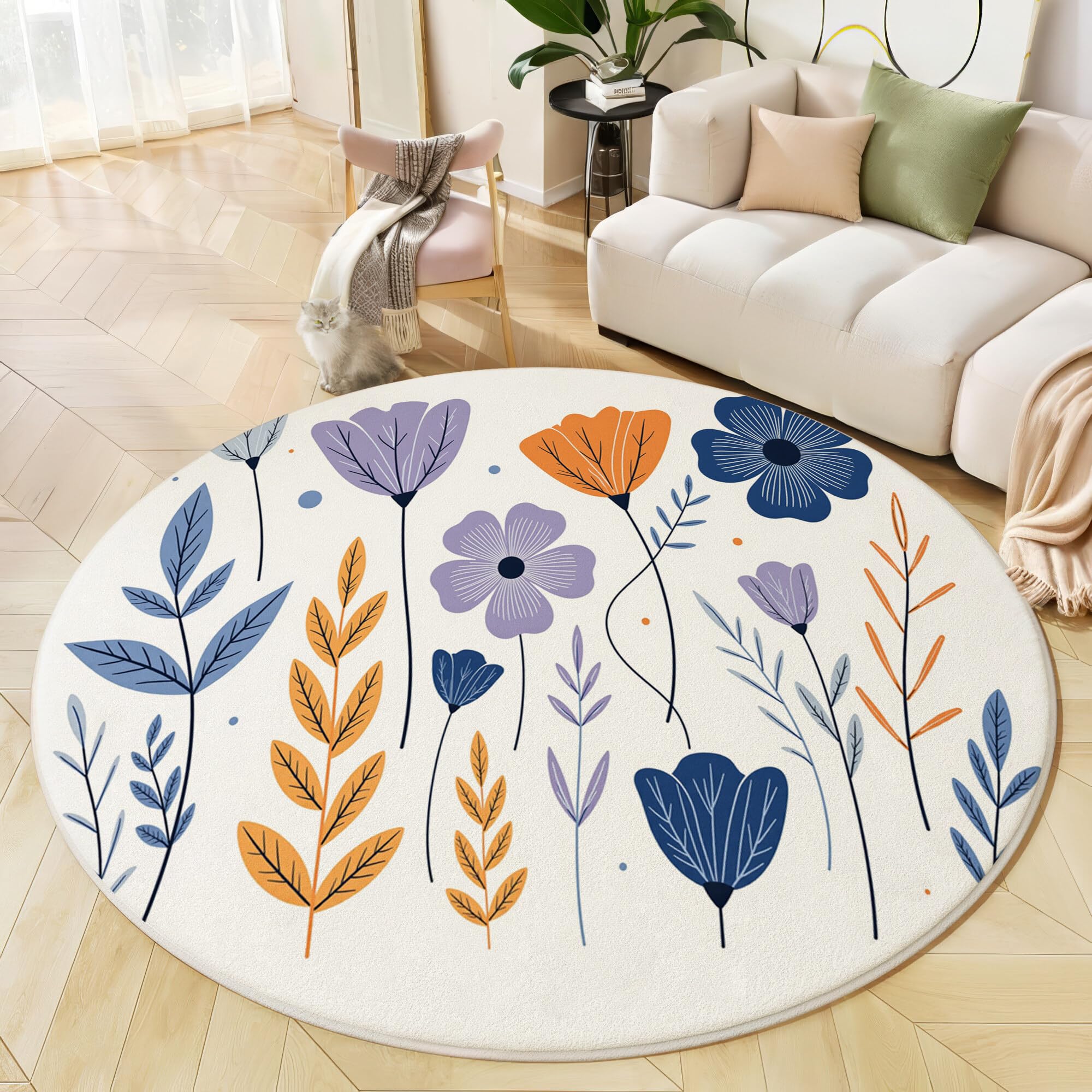 Tapis de chambre rond 120cm antidérapant fini les glissades au salon