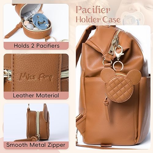 Miniatura 2 de Miss Fong Funda para chupete con clip y cubierta, soporte con cierre, capacidad para 2 chupetes o protector de pezón (marrón diamante)