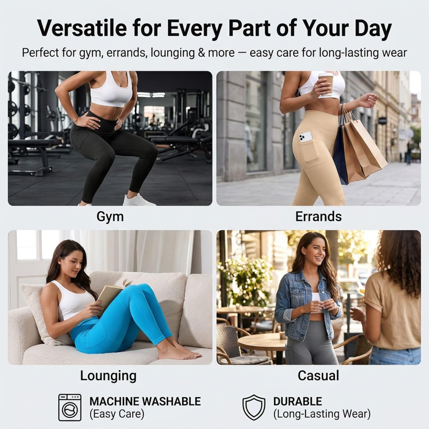 Women Anti Cellulite Compression Leggings with Pockets 3D Butt Lifting Tummy Control with Resistance Bands Gym Yoga Pants