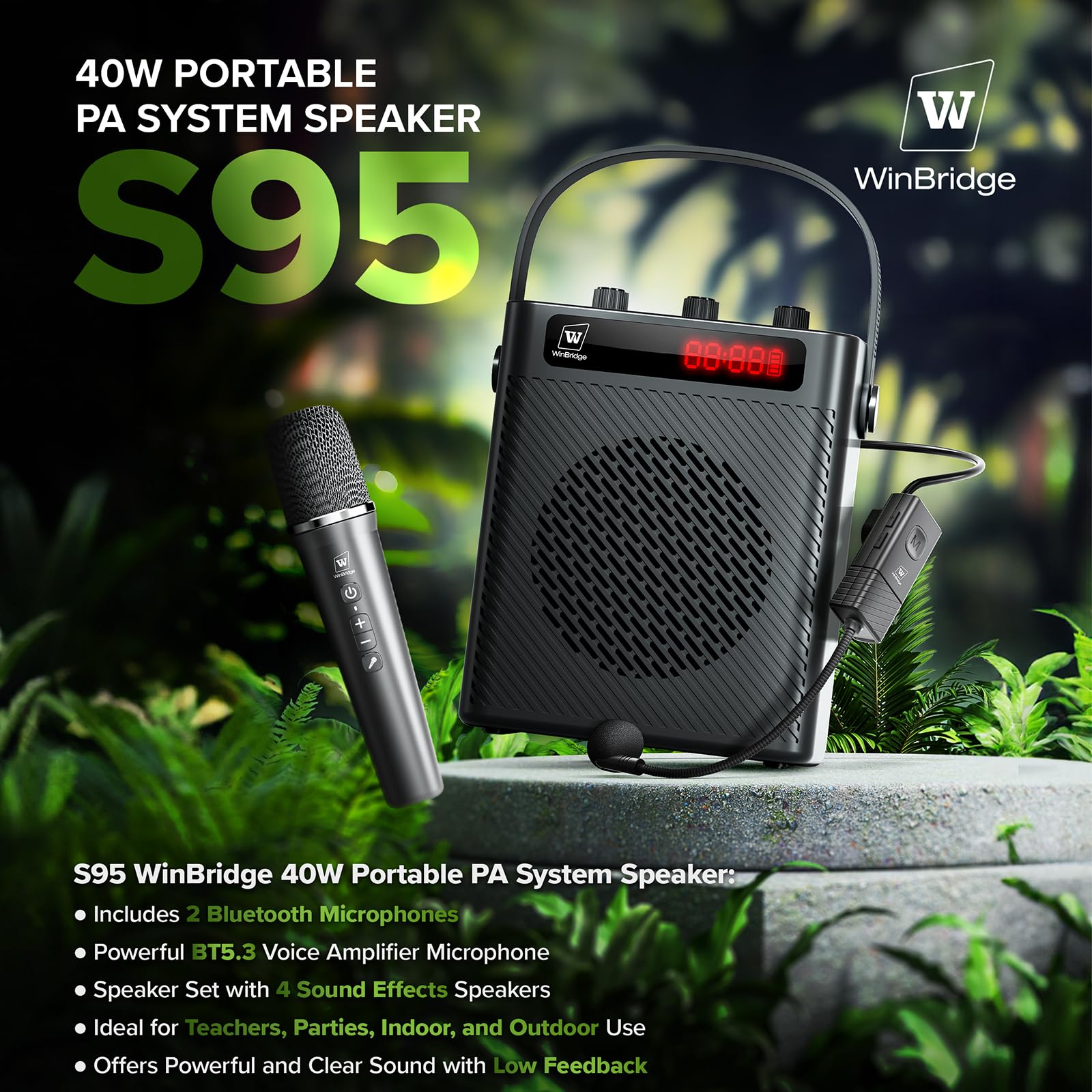 Portable Speaker With Microphone Wireless Voice Amplifier With