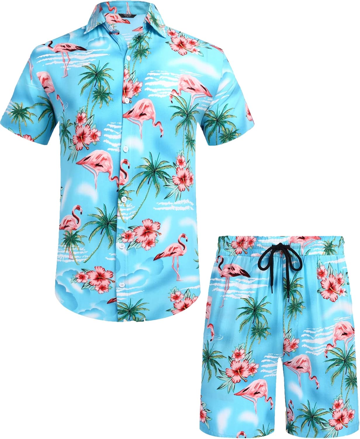 COOFANDY Men's Hawaiian Matching Set Summer Beach 2 Piece Outfits Flower Button Down Shirts and Shorts Vacation Outfits - Image 5