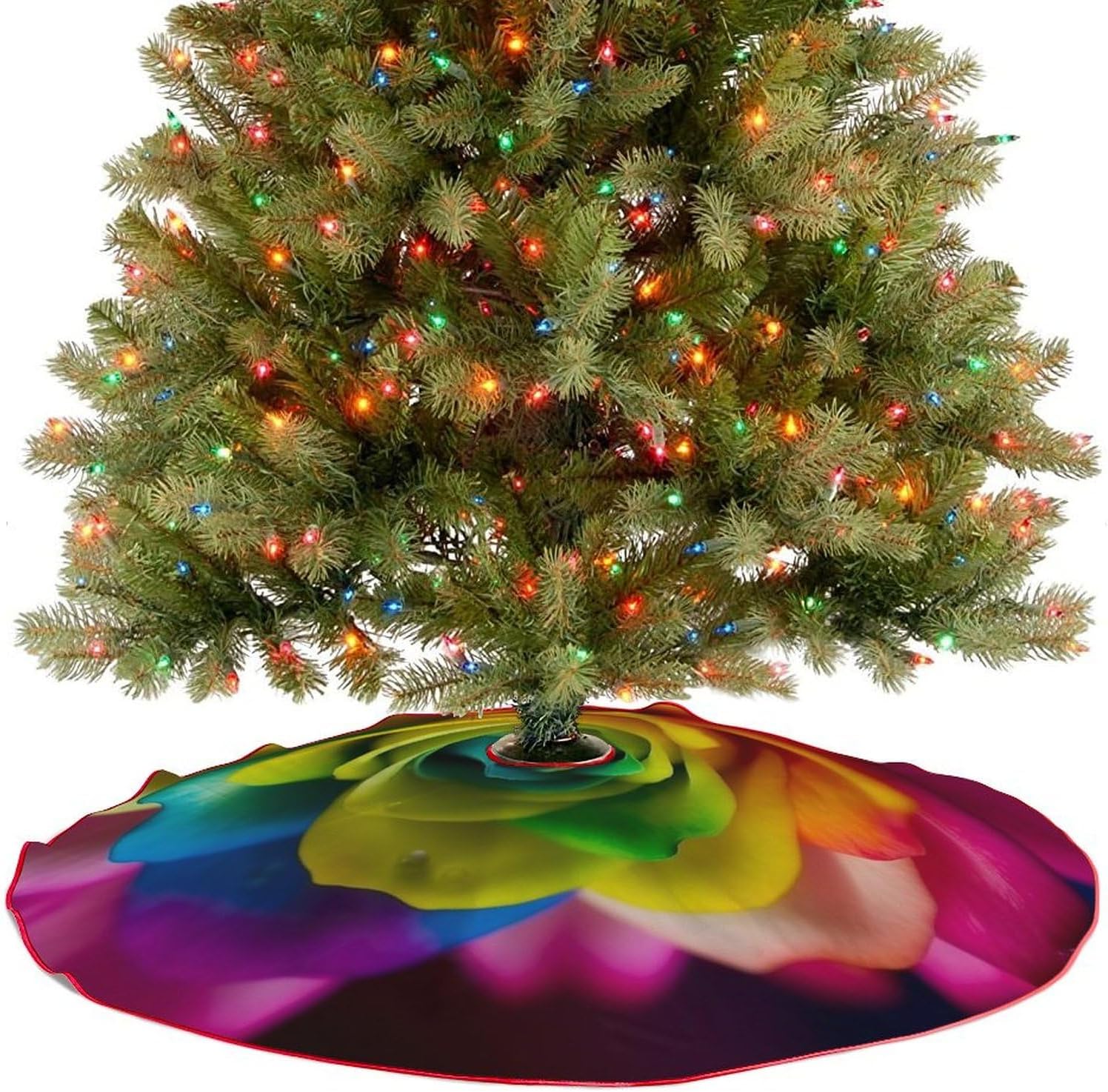 Christmas Tree SkirtRainbow Flowerclassic Fashion Tree Skirt Painted Multifunctional Christmas Tree Skirt