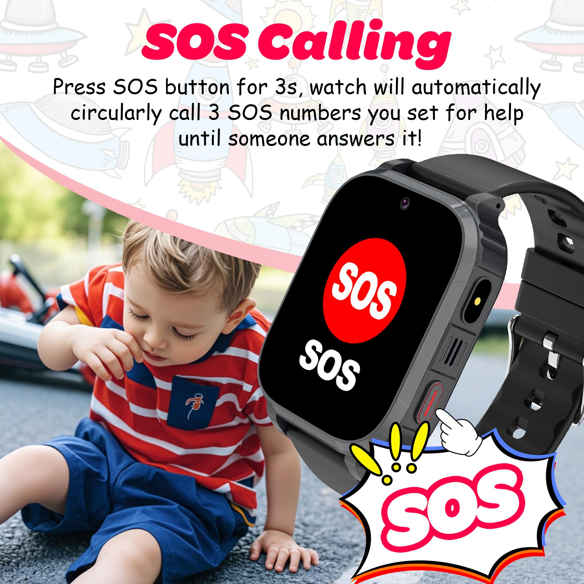 4G Reloj Inteligente Niño, Smartwatch Niños con GPS y Llamadas ,Teléfono, Videollamada, SOS, Chat de Voz, Modo Clase, Juego, IP68, Despertador, Reloj GPS Niños Regalo Cumpleaños Niño Niña Estudiante