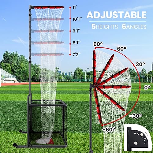 Miniatura 4 de Red de entrenamiento de voleibol, equipo de entrenamiento portátil de voleibol con 2 ruedas de goma y 6 ajustes de ángulo y altura y 2 tamaños de