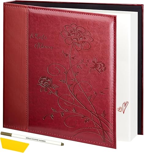 Artmag Álbum de fotos autoadhesivo para fotos de 3 x 5, 4 x 6, 5 x 7, 8 x 10, 40 páginas, cubierta de cuero, álbum magnético de bricolaje para