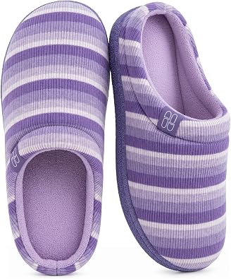 HomeTop Womens Knit Memory Foam Slippers Warm Soft House Shoes with Anti-slip Sole