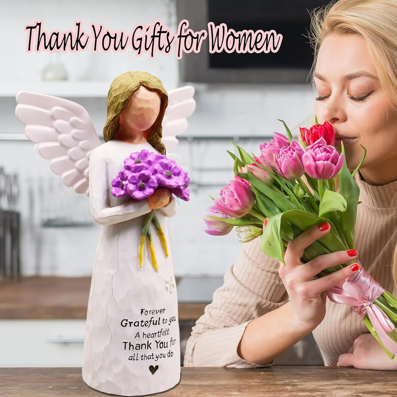 BORLESTA Thank You Gifts for Women, Coworkers - Employee, Social Worker, Teacher Appreciation Gifts, Volunteer Appreciation Gifts for Coworkers - Thank You Gift Hand-Painted Figure(Purple) - Image 2