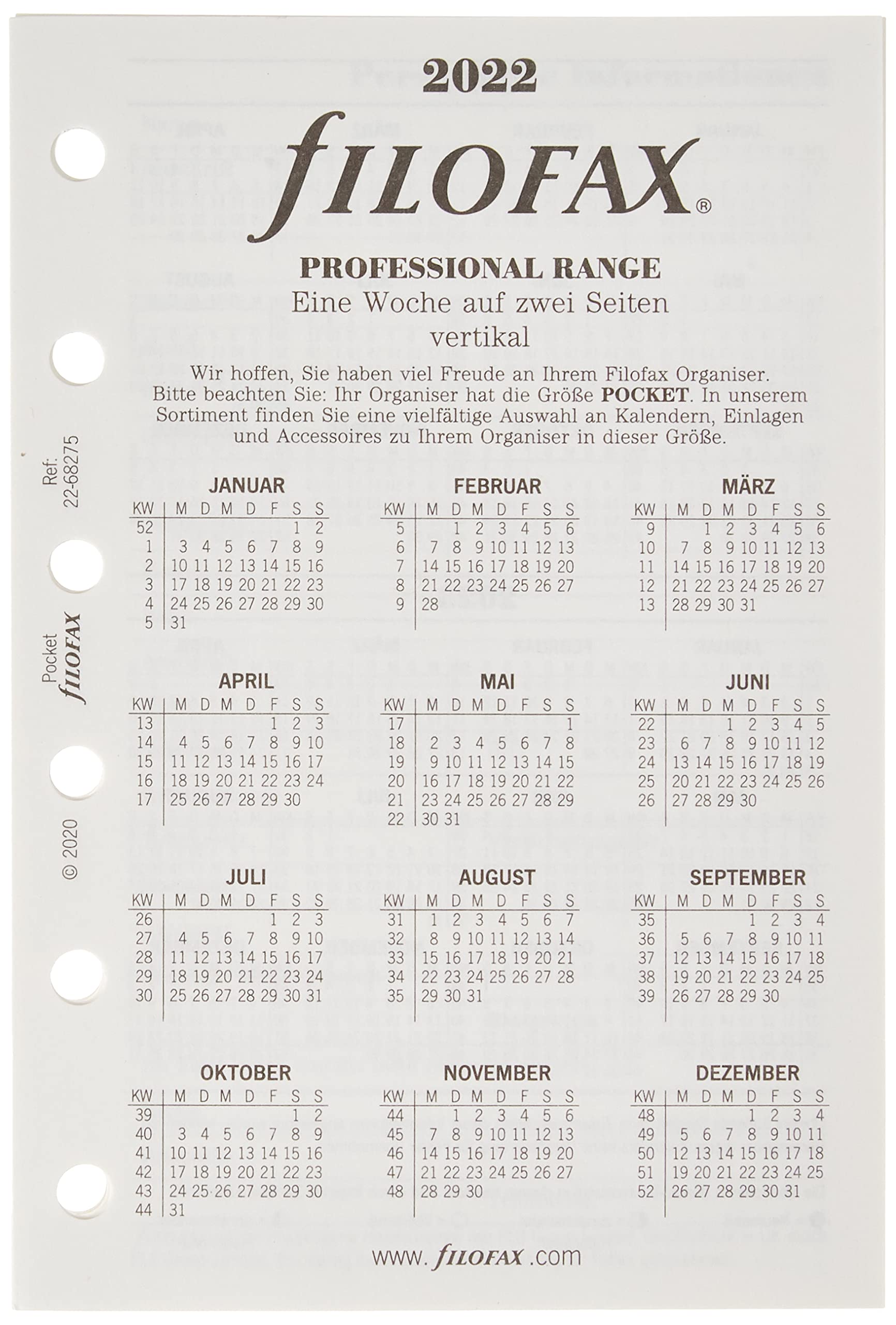 Calend. 1 Settimana Su 2 Pagine Pocket Crema - Multilingua 2026 | Filofax - Foto 10