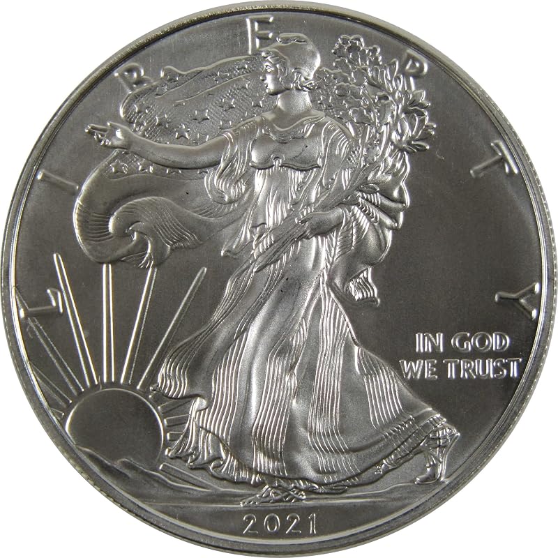 Moneda de 1 $ en lingotes sin circular tipo Águila de plata americana 2021 | Moneda coleccionable: Dólar Águila Americano, 2021, Plata, Sin Circular
